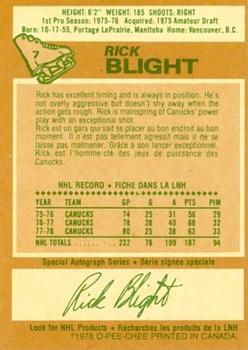 1978-79 O-Pee-Chee #7 Rick Blight Back