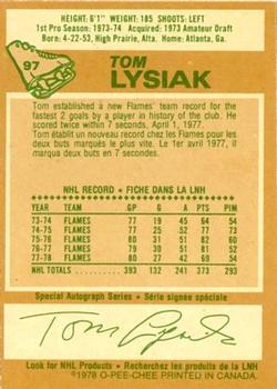 1978-79 O-Pee-Chee #97 Tom Lysiak Back