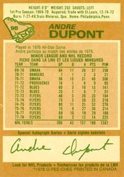1978-79 O-Pee-Chee #98 Andre Dupont Back