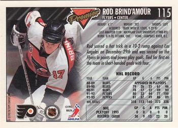 1993-94 Topps Premier - Gold #115 Rod Brind'Amour Back