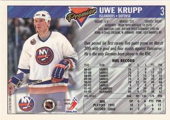 1993-94 Topps Premier - Gold #3 Uwe Krupp Back