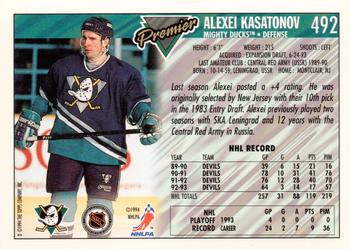 1993-94 Topps Premier - Gold #492 Alexei Kasatonov Back