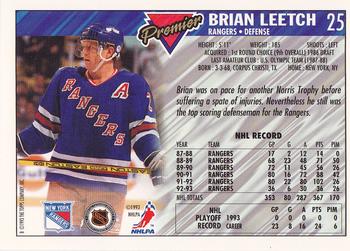 1993-94 Topps Premier - Gold #25 Brian Leetch Back