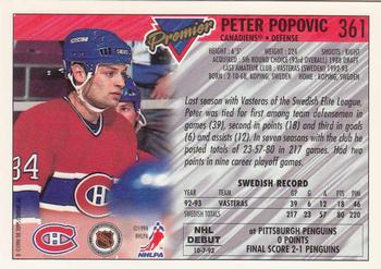 1993-94 Topps Premier - Gold #361 Peter Popovic Back