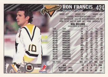 1993-94 Topps Premier - Gold #424 Ron Francis Back