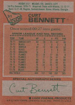 1978-79 Topps #31 Curt Bennett Back