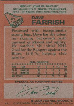 1978-79 Topps #41 Dave Farrish Back