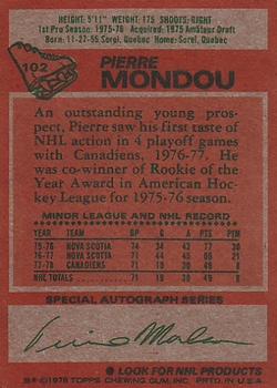 1978-79 Topps #102 Pierre Mondou Back