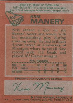 1978-79 Topps #107 Kris Manery Back