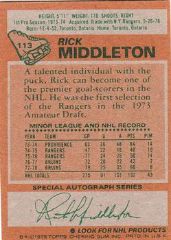 1978-79 Topps #113 Rick Middleton Back