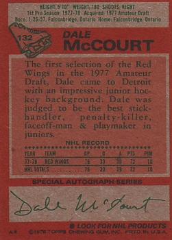 1978-79 Topps #132 Dale McCourt Back
