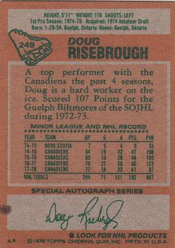 1978-79 Topps #249 Doug Risebrough Back