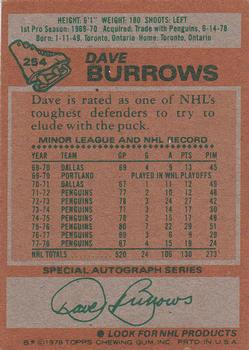 1978-79 Topps #254 Dave Burrows Back