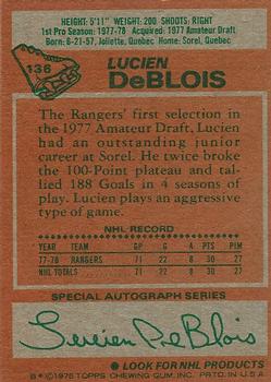 1978-79 Topps #136 Lucien DeBlois Back