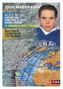 1994-95 Finest - Super Team Winners #124 Jussi Markkanen Back