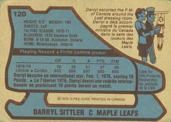 1979-80 O-Pee-Chee #120 Darryl Sittler Back