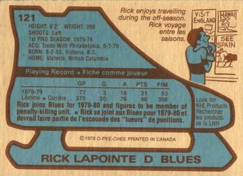 1979-80 O-Pee-Chee #121 Rick Lapointe Back