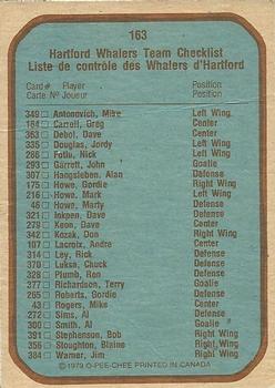 1979-80 O-Pee-Chee #163 Hartford Whalers Back
