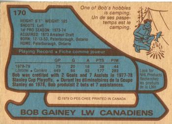 1979-80 O-Pee-Chee #170 Bob Gainey Back