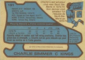 1979-80 O-Pee-Chee #191 Charlie Simmer Back
