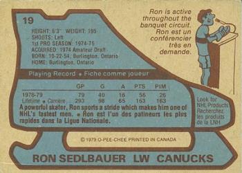 1979-80 O-Pee-Chee #19 Ron Sedlbauer Back