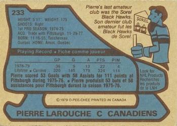 1979-80 O-Pee-Chee #233 Pierre Larouche Back