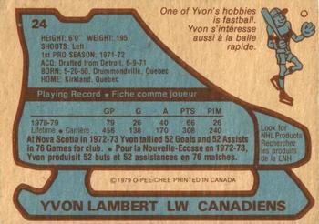 1979-80 O-Pee-Chee #24 Yvon Lambert Back