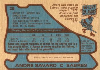 1979-80 O-Pee-Chee #25 Andre Savard Back