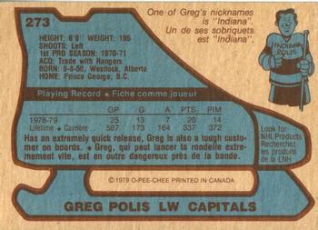 1979-80 O-Pee-Chee #273 Greg Polis Back
