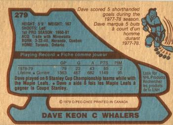 1979-80 O-Pee-Chee #279 Dave Keon Back