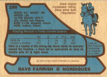 1979-80 O-Pee-Chee #299 Dave Farrish Back