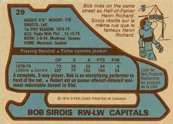 1979-80 O-Pee-Chee #29 Bob Sirois Back