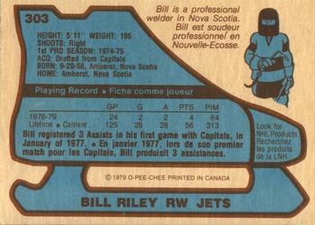 1979-80 O-Pee-Chee #303 Bill Riley Back