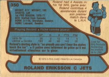 1979-80 O-Pee-Chee #350 Roland Eriksson Back