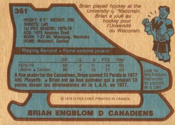 1979-80 O-Pee-Chee #361 Brian Engblom Back