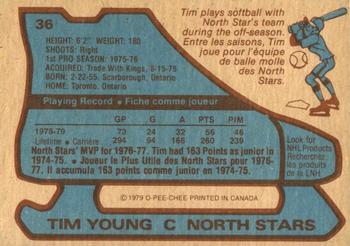 1979-80 O-Pee-Chee #36 Tim Young Back