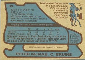 1979-80 O-Pee-Chee #39 Peter McNab Back