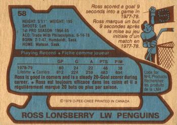 1979-80 O-Pee-Chee #58 Ross Lonsberry Back