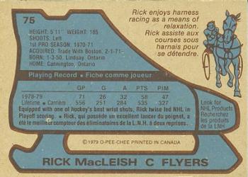 1979-80 O-Pee-Chee #75 Rick MacLeish Back