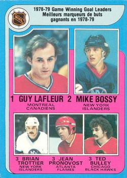 1979-80 O-Pee-Chee #7 Guy Lafleur / Mike Bossy / Bryan Trottier / Jean Pronovost / Ted Bulley Front