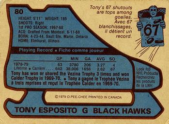 1979-80 O-Pee-Chee #80 Tony Esposito Back