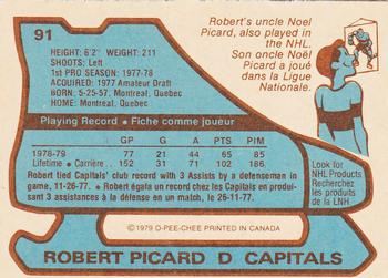 1979-80 O-Pee-Chee #91 Robert Picard Back