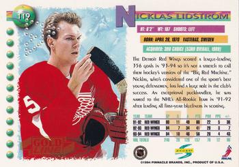 1994-95 Score - Gold Line Punched #119 Nicklas Lidstrom Back