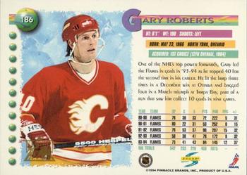 1994-95 Score - Platinum #186 Gary Roberts Back