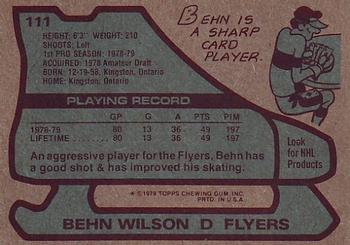 1979-80 Topps #111 Behn Wilson Back