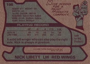 1979-80 Topps #198 Nick Libett Back