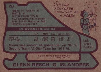1979-80 Topps #20 Glenn Resch Back