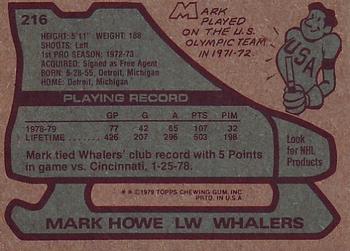1979-80 Topps #216 Mark Howe Back