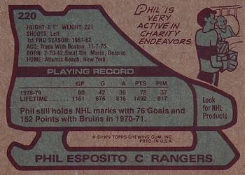 1979-80 Topps #220 Phil Esposito Back
