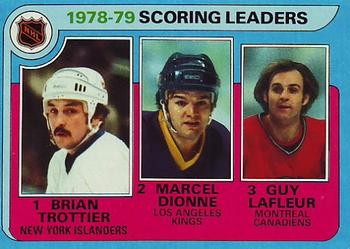 1979-80 Topps #3 Bryan Trottier / Marcel Dionne / Guy Lafleur Front